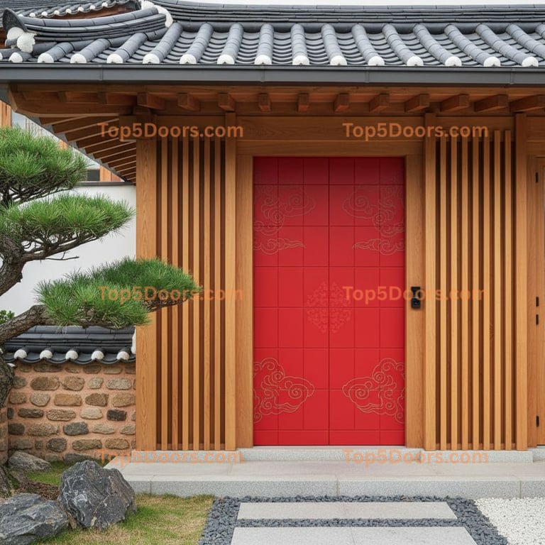 red front door korean modern Door