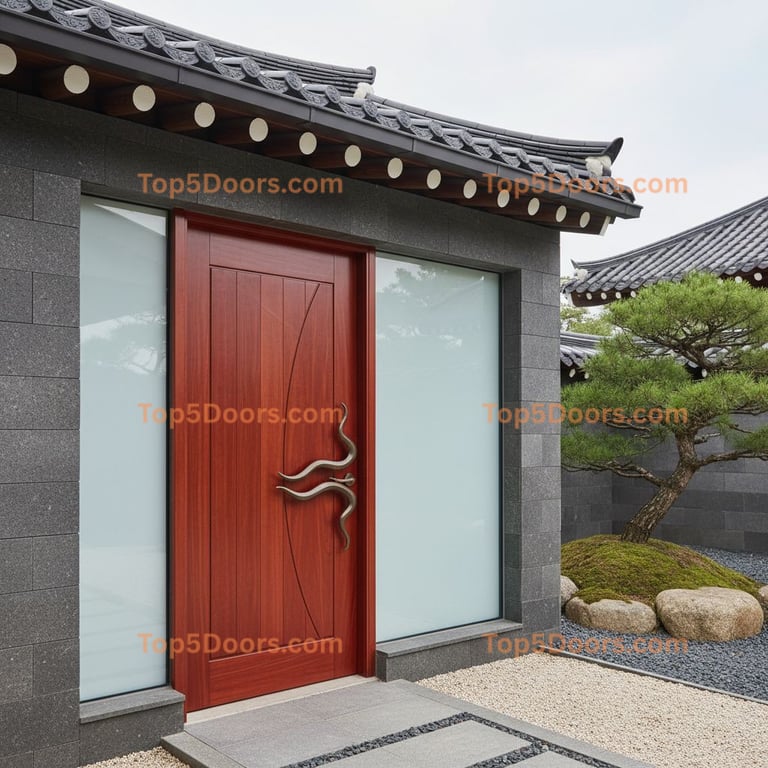 red front door korean modern Door