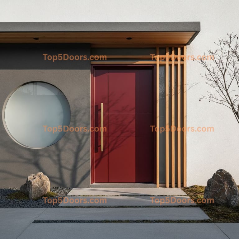 red front door korean modern Door