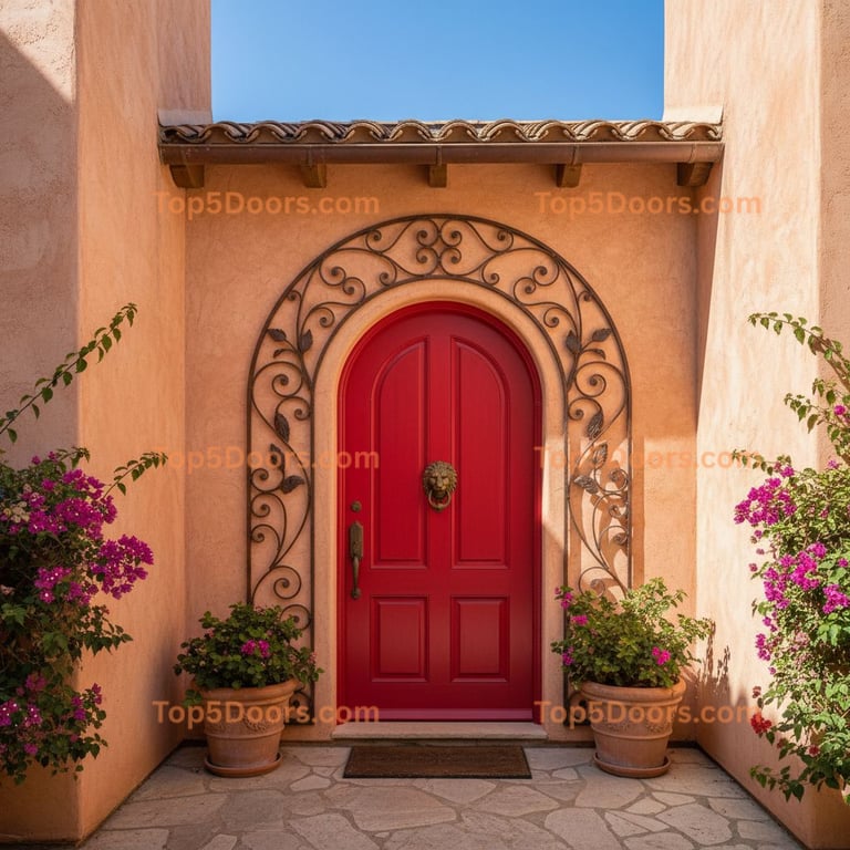 red front door mediterranean Door