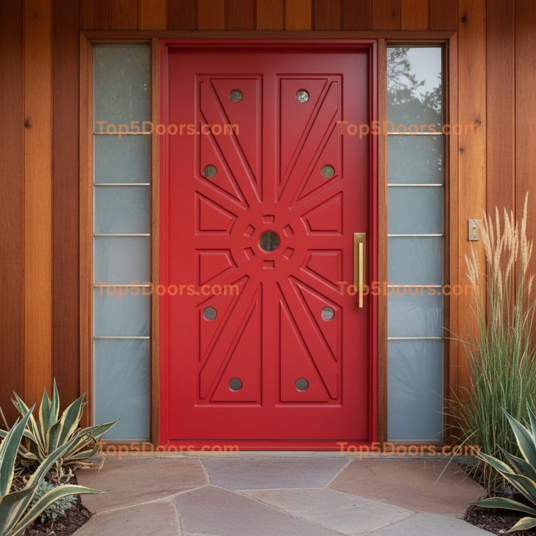 red front door mid-century modern Door