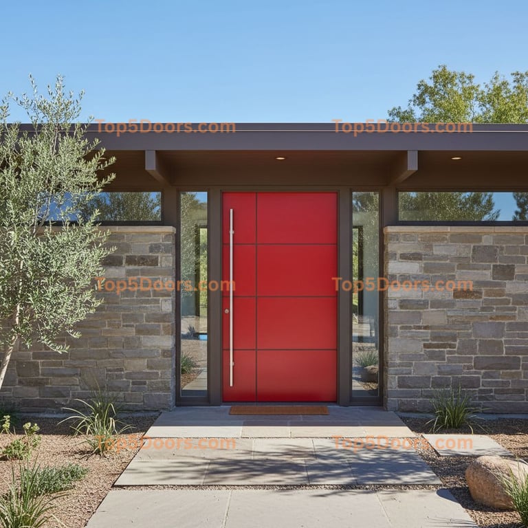 red front door mid-century modern Door