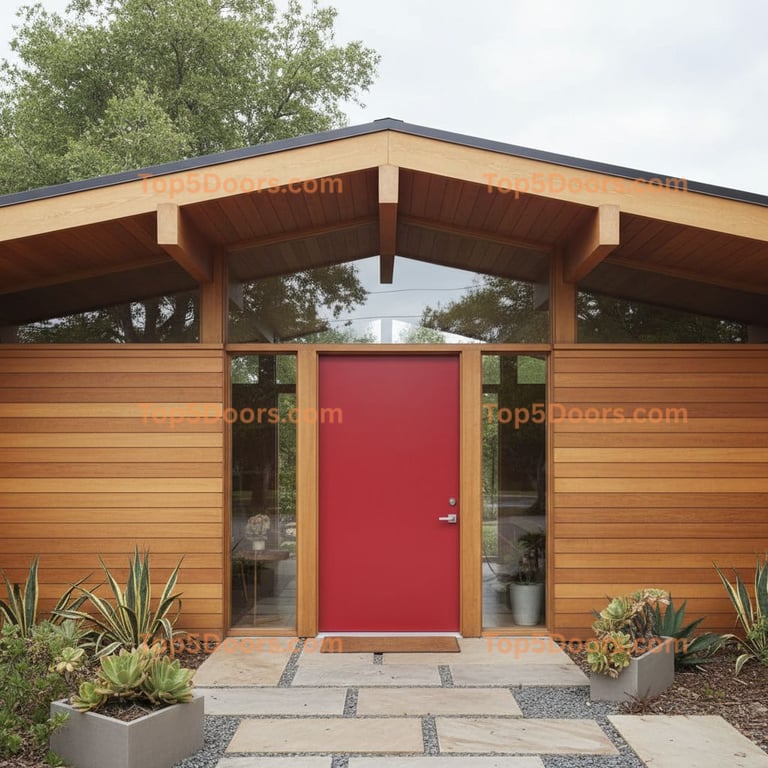 red front door mid-century modern Door
