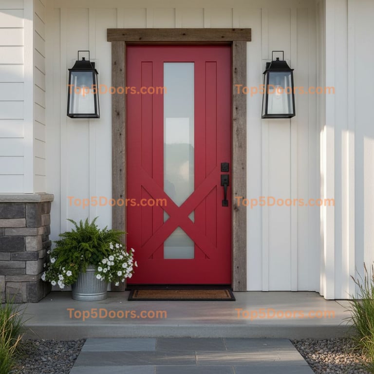 red front door modern farmhouse Door