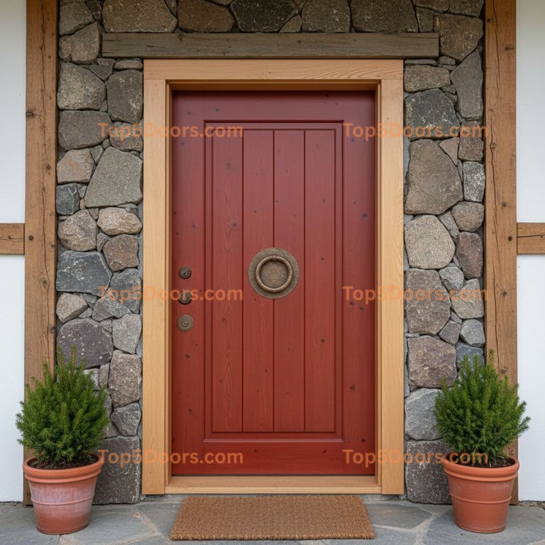 red front door scandinavian Door