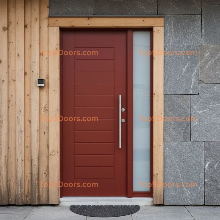 red front door scandinavian Door