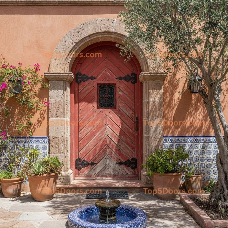 red front door spanish colonial Door