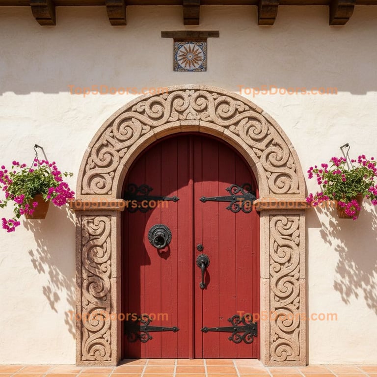 red front door spanish colonial Door