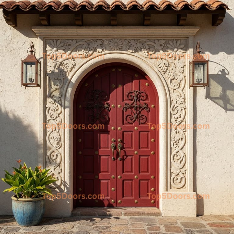 red front door spanish colonial Door