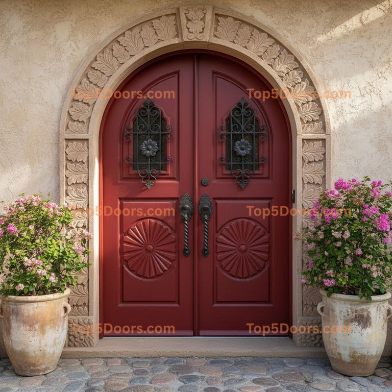 red front door spanish colonial Door