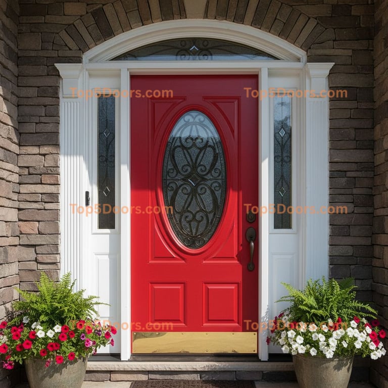 red front door traditional american Door
