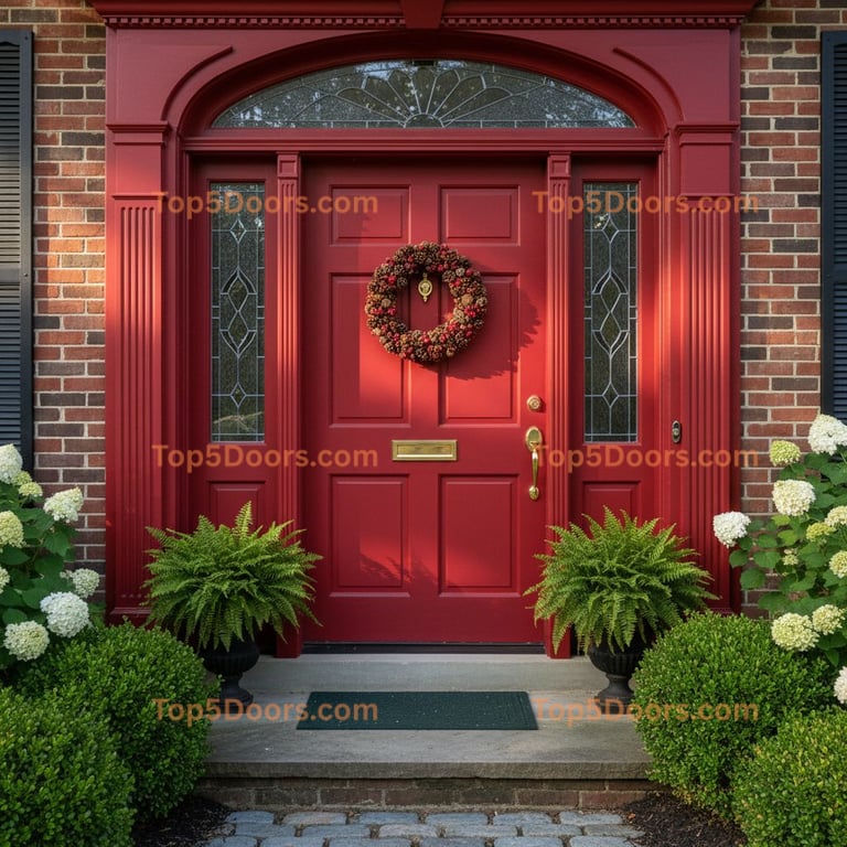 red front door traditional american Door