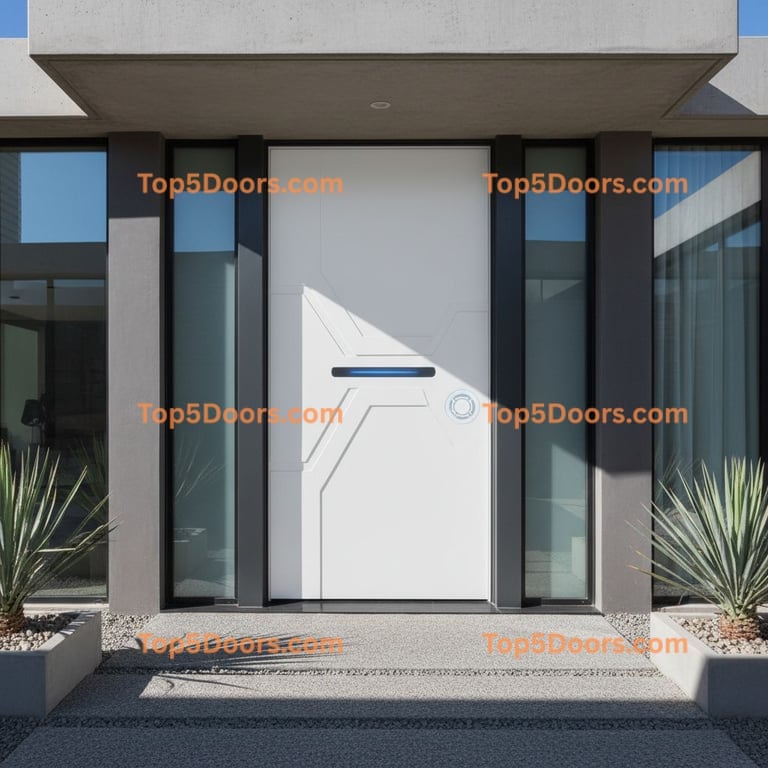 white front door futuristic design
