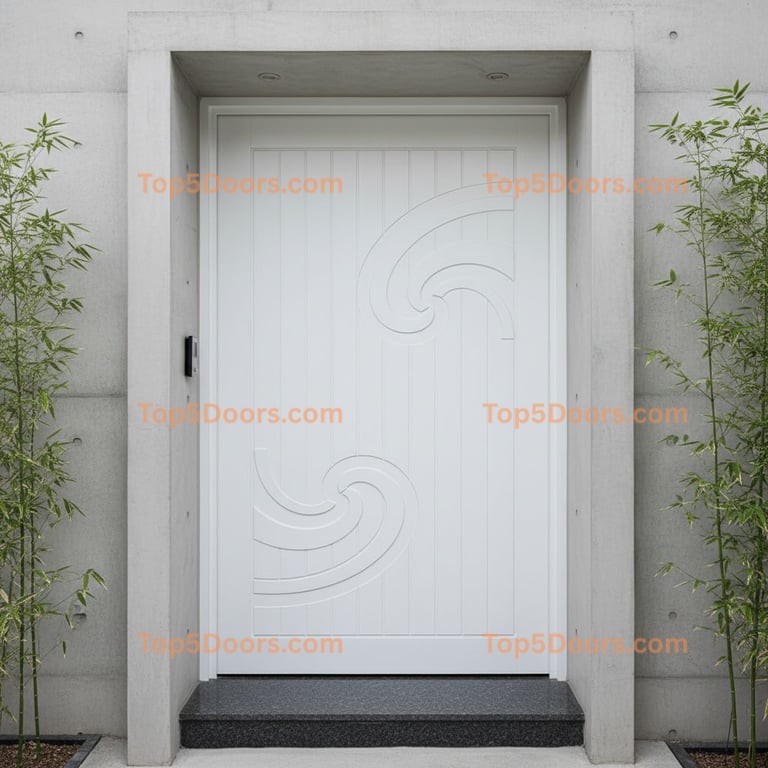 white front door korean modern Door