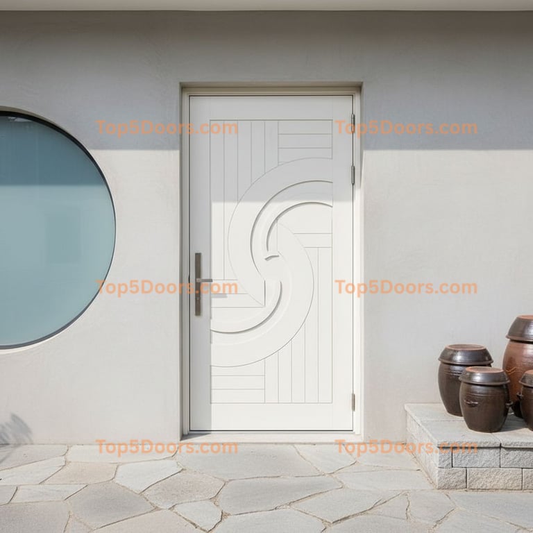 white front door korean modern Door