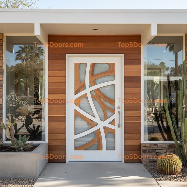 white front door mid-century modern Door