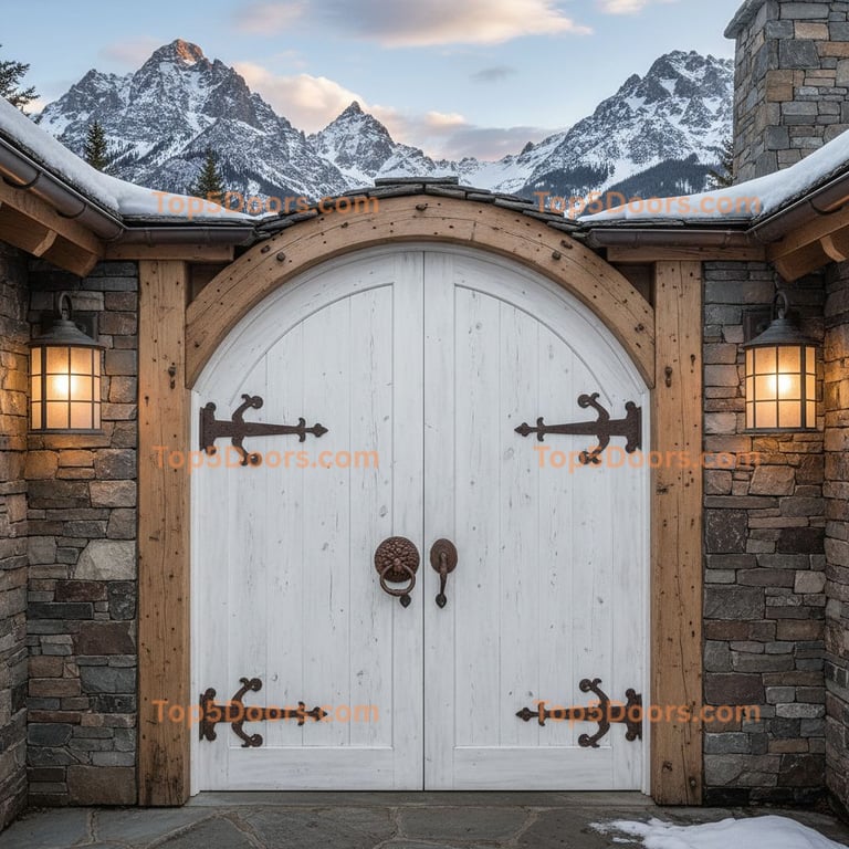 white front door mountain lodge Door