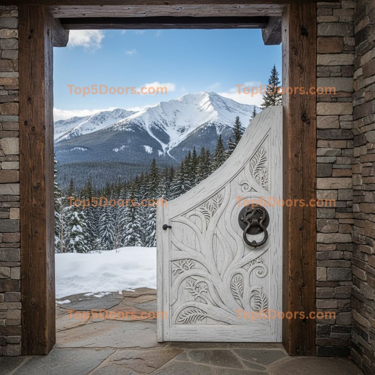 white front door mountain lodge Door