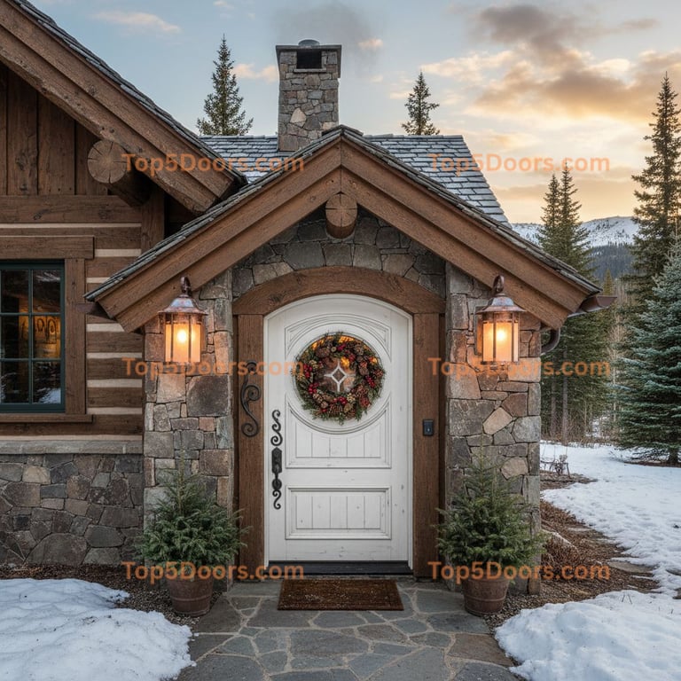 white front door mountain lodge Door