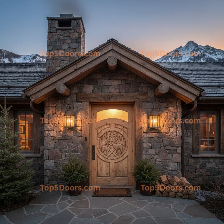 white front door mountain lodge Door