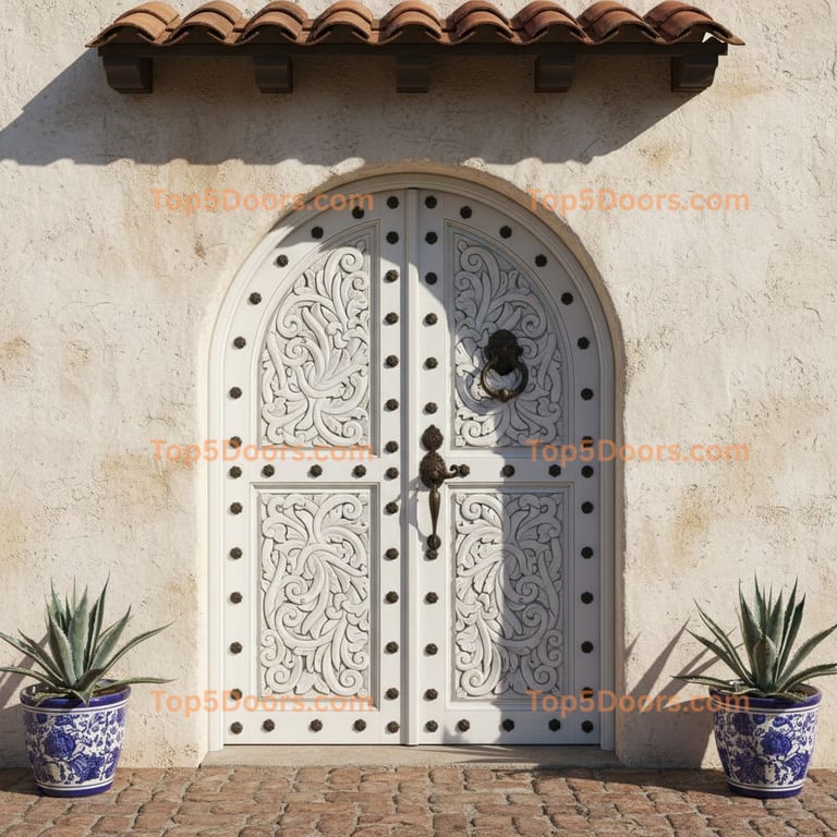 white front door spanish colonial Door