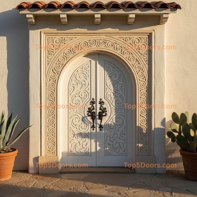 white front door spanish colonial Door