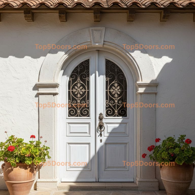 white front door spanish colonial Door