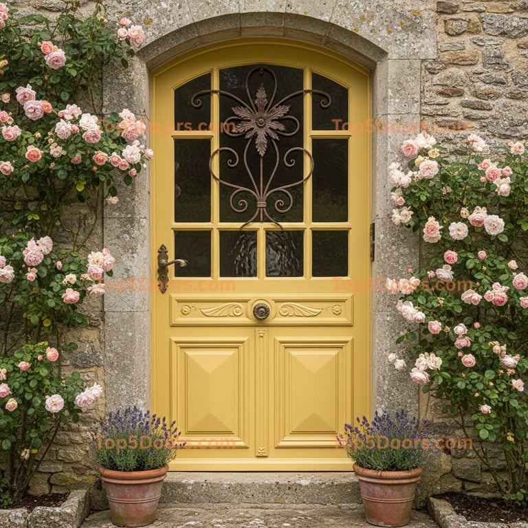 yellow front door french country Door
