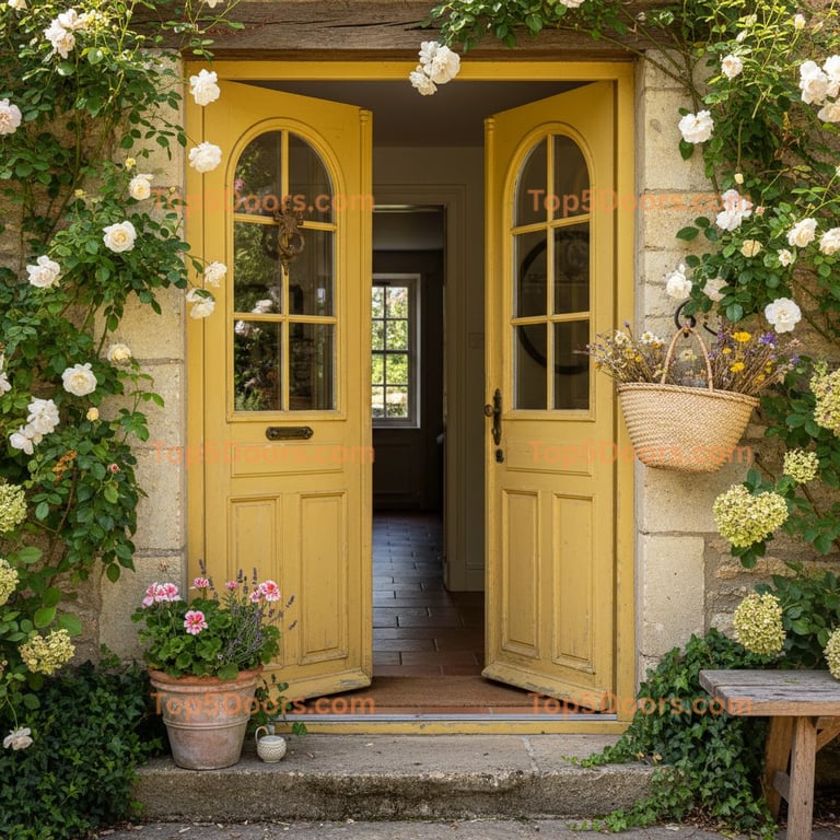 yellow front door french country Door