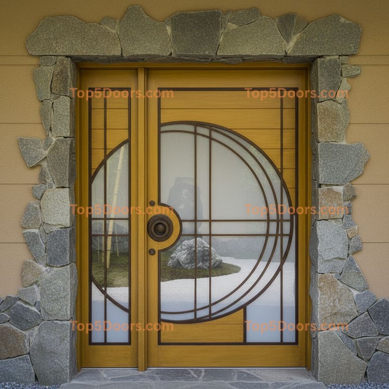 yellow front door japanese zen Door