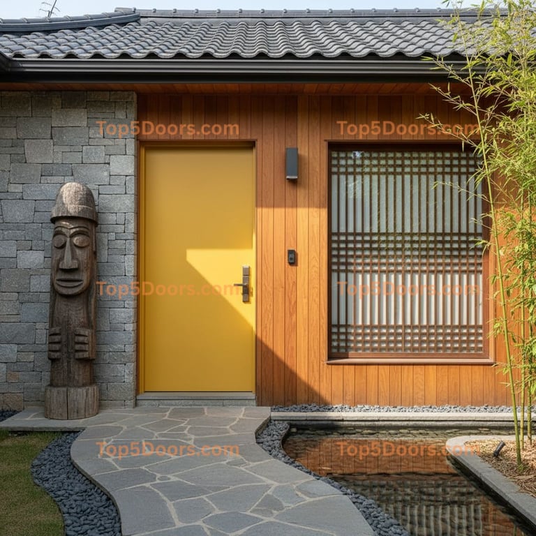 yellow front door korean modern Door