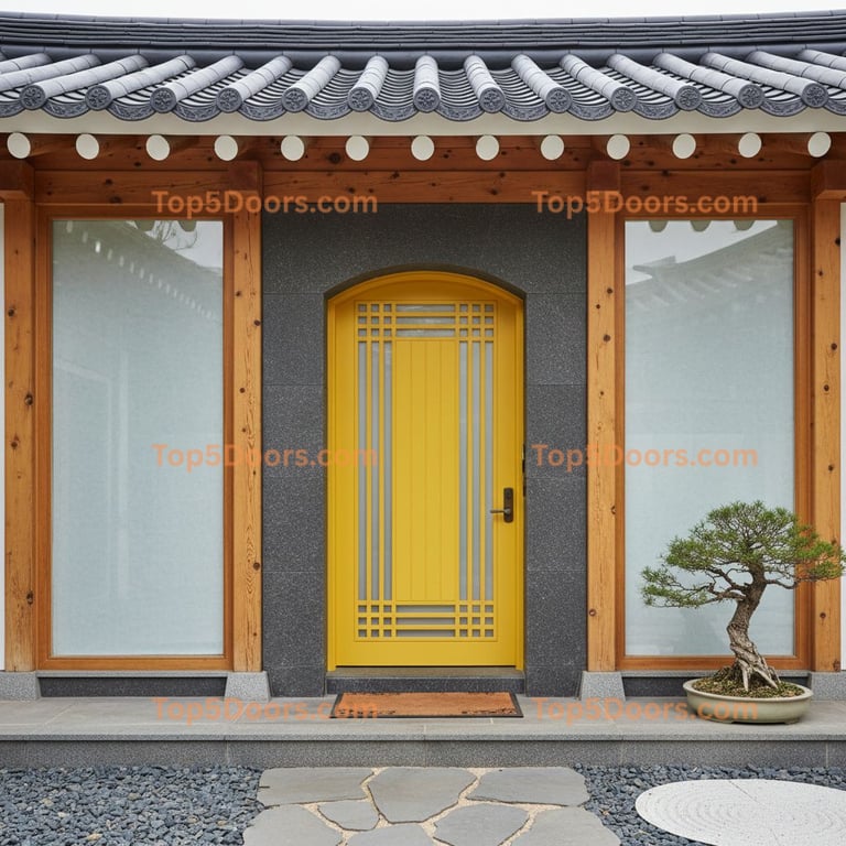 yellow front door korean modern Door