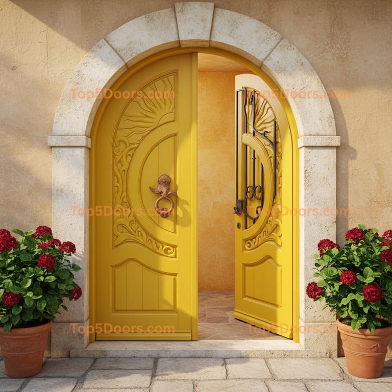 yellow front door mediterranean Door