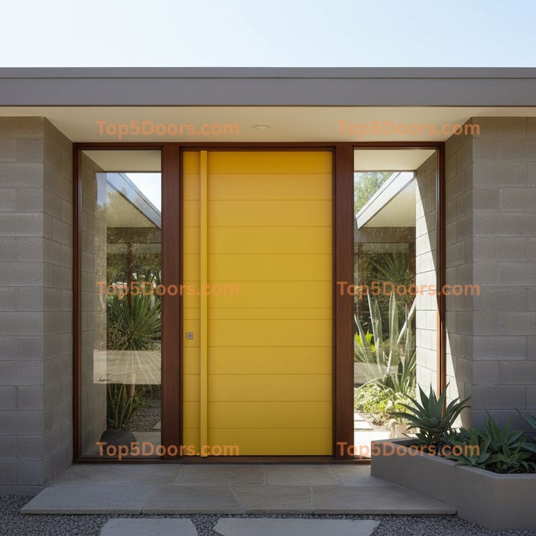yellow front door mid-century modern Door