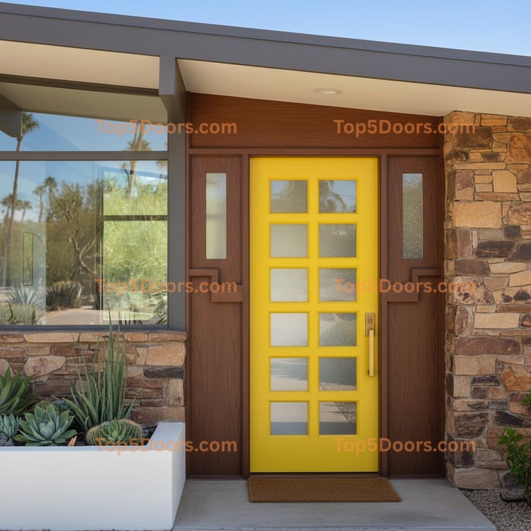 yellow front door mid-century modern Door