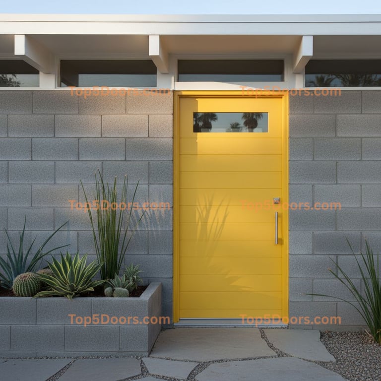 yellow front door mid-century modern Door
