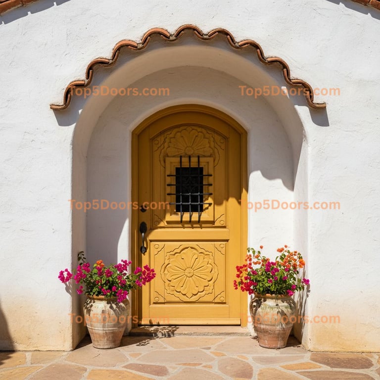 yellow front door spanish colonial Door