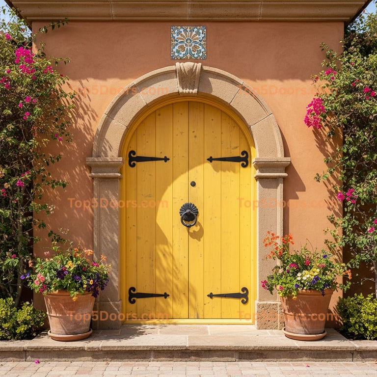 yellow front door spanish colonial Door