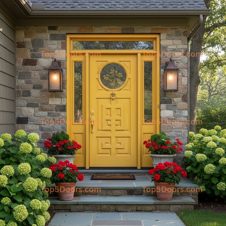 yellow front door traditional american Door