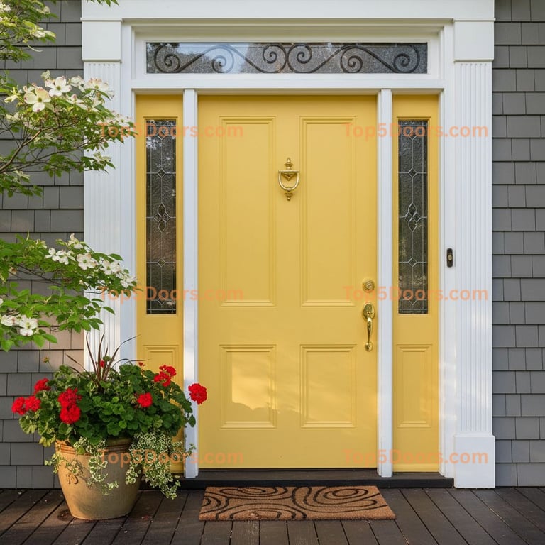 yellow front door traditional american Door