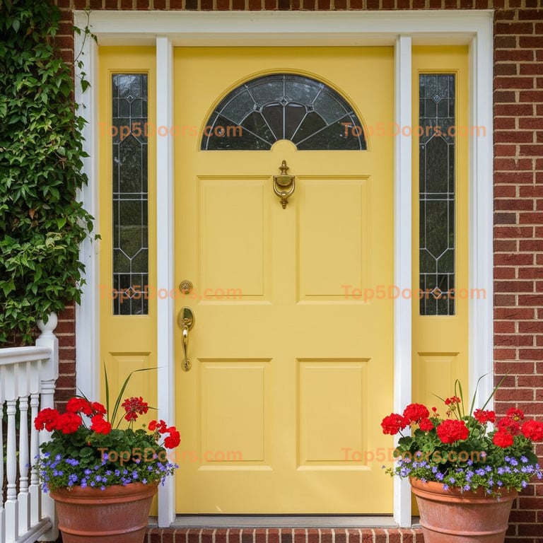 yellow front door traditional american Door