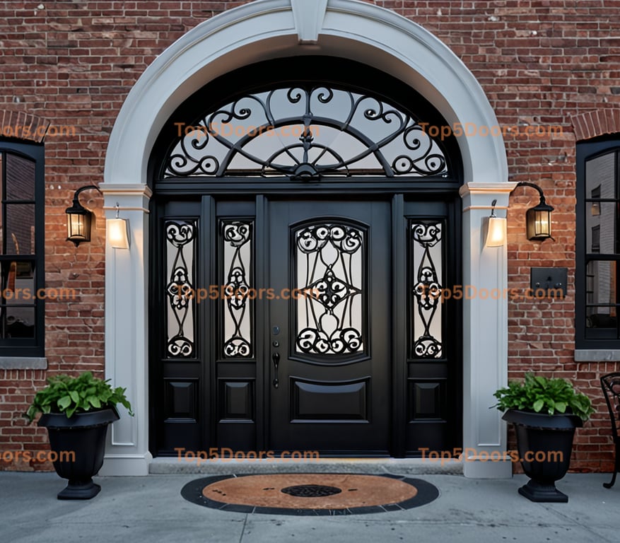 New York wrought iron georgian Door