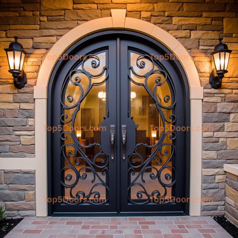 Elaborate Black Iron and Glass Doorway