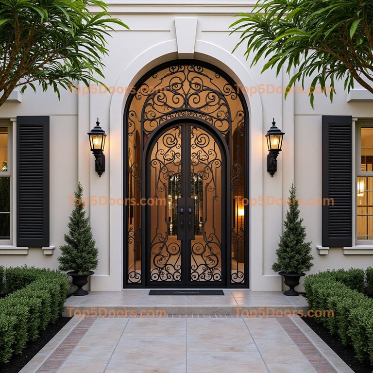Elaborate Black Wrought Iron Double Door