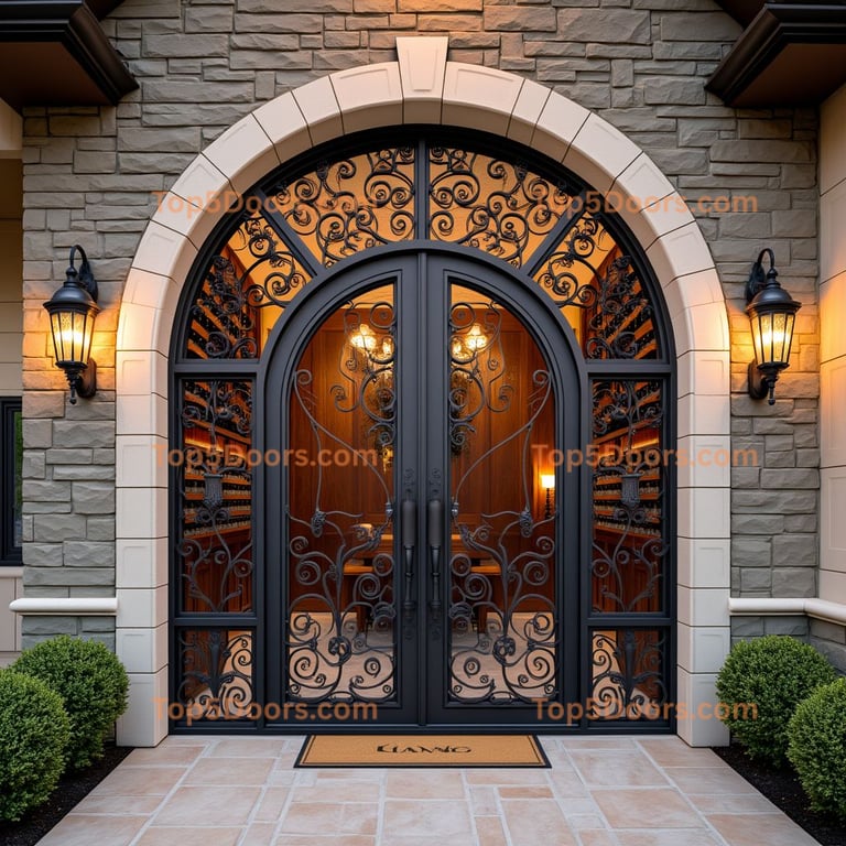 Elegant Black Metal and Glass Entryway
