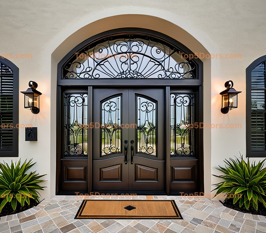 Florida wrought iron arched double mid-century modern D