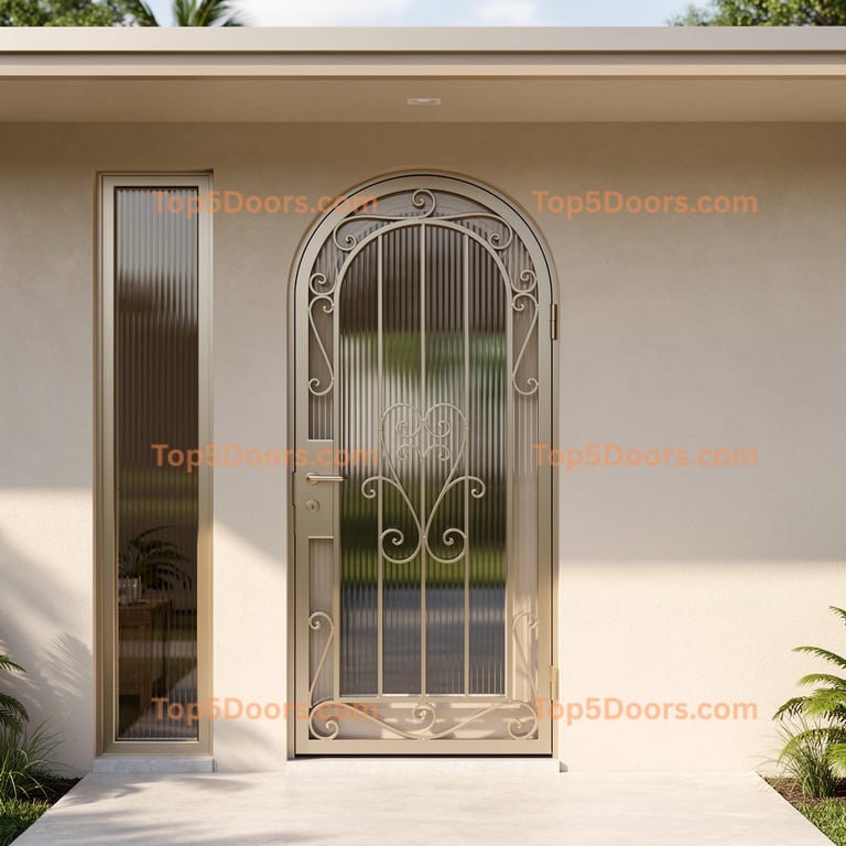 Florida wrought iron barn door mid-century modern Door