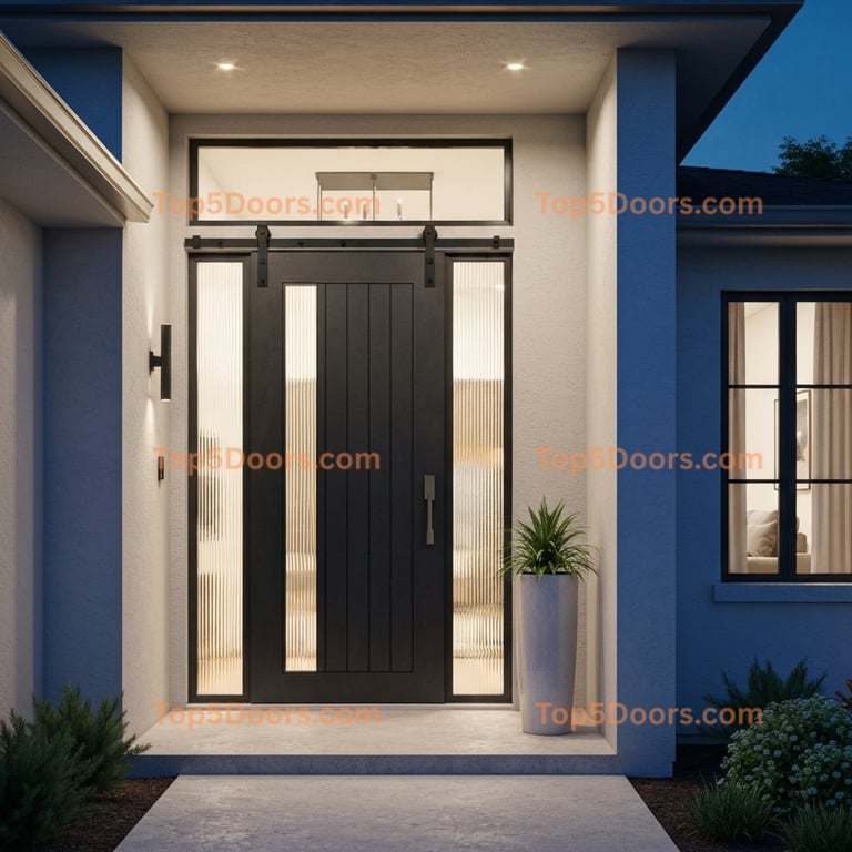 Florida wrought iron barn door mid-century modern Door