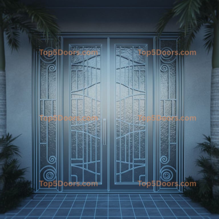 Florida wrought iron glass paneled mediterranean Door