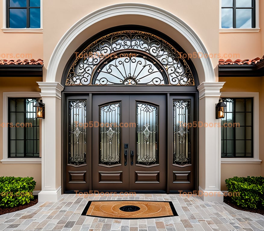 Florida wrought iron glass paneled korean modern Door